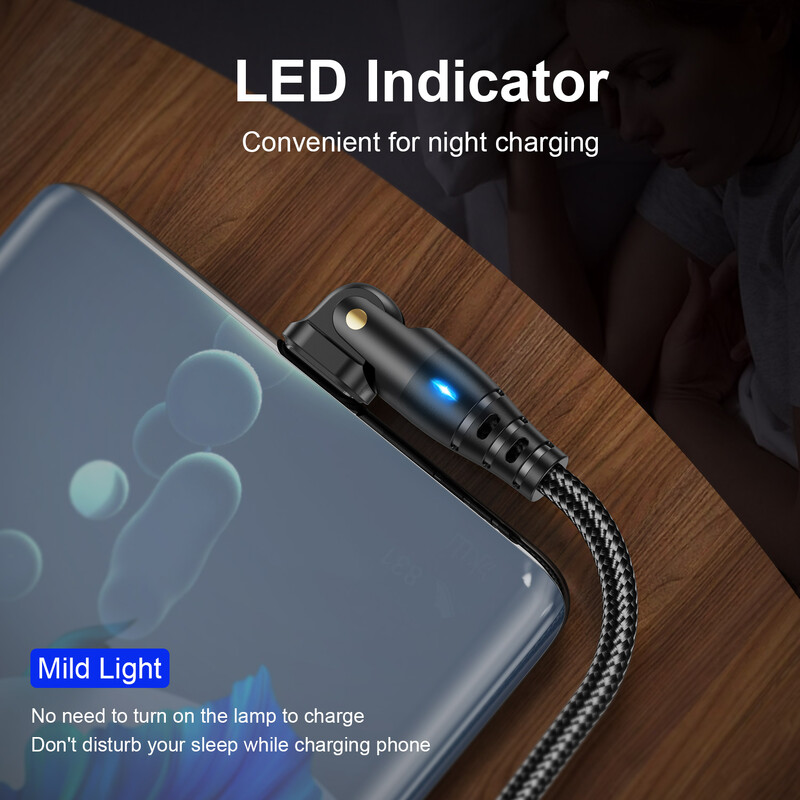 3A USB kabelis Greito įkrovimo duomenų laidas 180 pasukamas alkūninis laidas skirtas iPhone 14 Plus 13 Pro Max 12 11 Mini 8 7 6 XS X XR SE 0,5 m 1 m 2 m