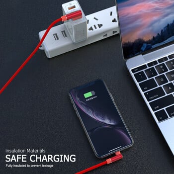 Καλώδιο USB 90 μοιρών Καλώδιο δεδομένων γρήγορης φόρτισης για iPhone 11 12 13 14 Pro Max Xs X XR 6 6s 7 8 Plus SE iPad Origin Charger Wire 3m