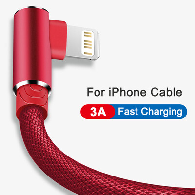Cablu USB de 90 de grade Cablu de date de încărcare rapidă pentru iPhone 11 12 13 14 Pro Max Xs X XR 6 6s 7 8 Plus SE iPad Origin Sârmă de încărcare 3m