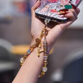 Za mobitel Kratka kristalna vrpca Remen Privjesak Ručno izrađene perle od zlatnih listića Lanac Luksuzno uže za ruku Modni ukras protiv gubitka ruke