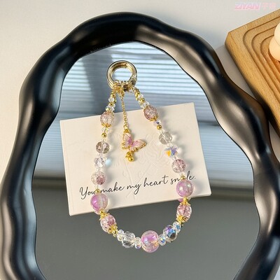 Za mobitel Kratka kristalna vrpca Remen Privjesak Ručno izrađene perle od zlatnih listića Lanac Luksuzno uže za ruku Modni ukras protiv gubitka ruke