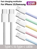 USB-C na tip C kabel u boji za Apple iPhone 15 PD 60W brzo punjenje za Huawei Xiaomi Samsung tip C Weaving Cable Cable Dodaci