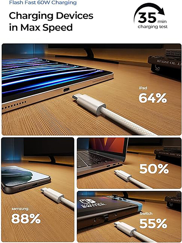 USB-C na tip C kabel u boji za Apple iPhone 15 PD 60W brzo punjenje za Huawei Xiaomi Samsung tip C Weaving Cable Cable Dodaci