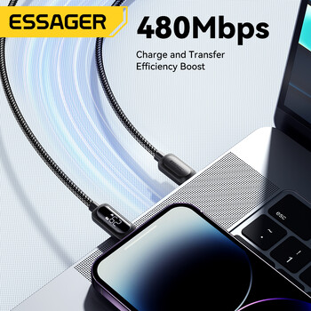 Καλώδιο Essager USB C για iPhone 14 13 12 11 Pro Max Xs Ψηφιακή Οθόνη Καλώδιο PD 29W Γρήγορη φόρτιση Τύπος C στο καλώδιο δεδομένων φωτισμού