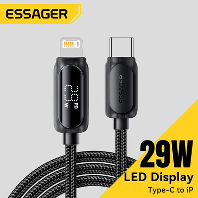 Essager USB C kábel iPhone 14 13 12 11 Pro Max Xs digitális kijelző vezetékhez PD 29W gyorstöltés C típusú világítás adatkábelhez