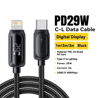 Essager USB C kabel za iPhone 14 13 12 11 Pro Max Xs Žica za digitalni zaslon PD 29W Brzo punjenje tipa C do podatkovnog kabela za rasvjetu