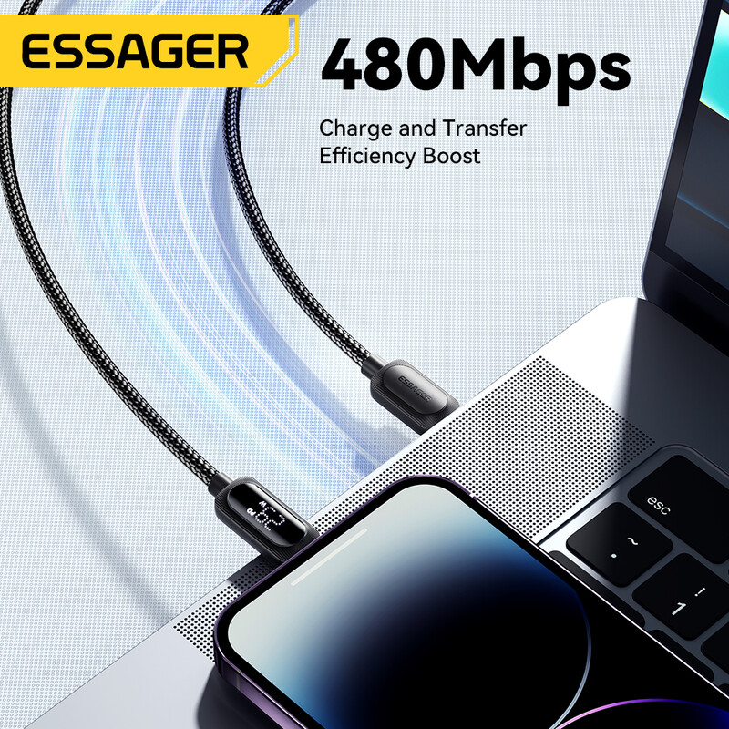 Essager USB C kabel za iPhone 14 13 12 11 Pro Max Xs Žica za digitalni zaslon PD 29W Brzo punjenje tipa C do podatkovnog kabela za rasvjetu