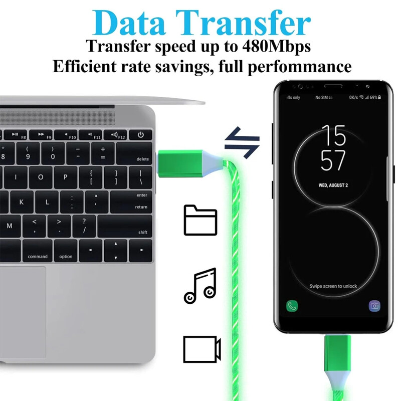 LED PD 60W USB tip C na USB C kabel za iPhone 15 Pro Max Xiaomi Huawei punjač za brzo punjenje Podatkovni kabel USB-C kabel 1m 2m