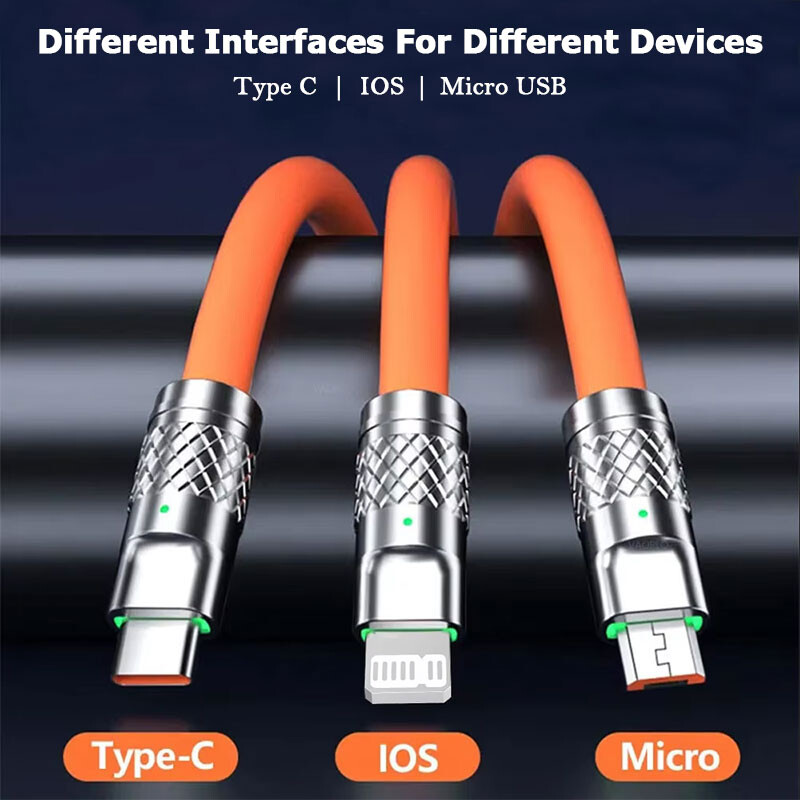 120W 6A 3 в 1 USB кабел за бързо зареждане Micro USB Type C Кабели за зареждане за Iphone 14 13 12 Huawei Xiaomi Кабел за зарядно устройство 1.2M 2M