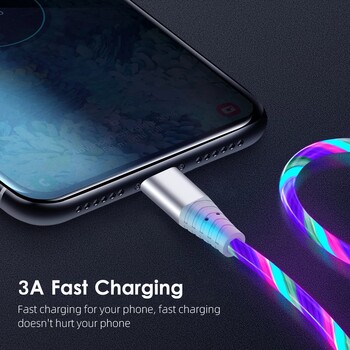 Καλώδιο δεδομένων USB ροής 2m για iPhone 14 13 12 Pro Max 11 XS 8 7 6 Luminous 3A Fast Charging