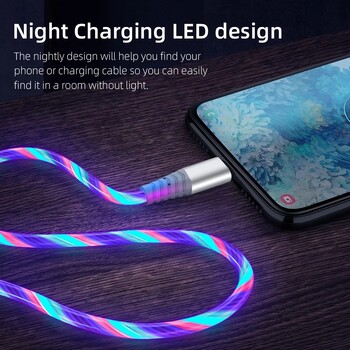 Καλώδιο δεδομένων USB ροής 2m για iPhone 14 13 12 Pro Max 11 XS 8 7 6 Luminous 3A Fast Charging