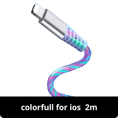 2 m srauto USB duomenų kabelis, skirtas iPhone 14 13 12 Pro Max 11 XS 8 7 6 Šviesus 3A greito įkrovimo laidas