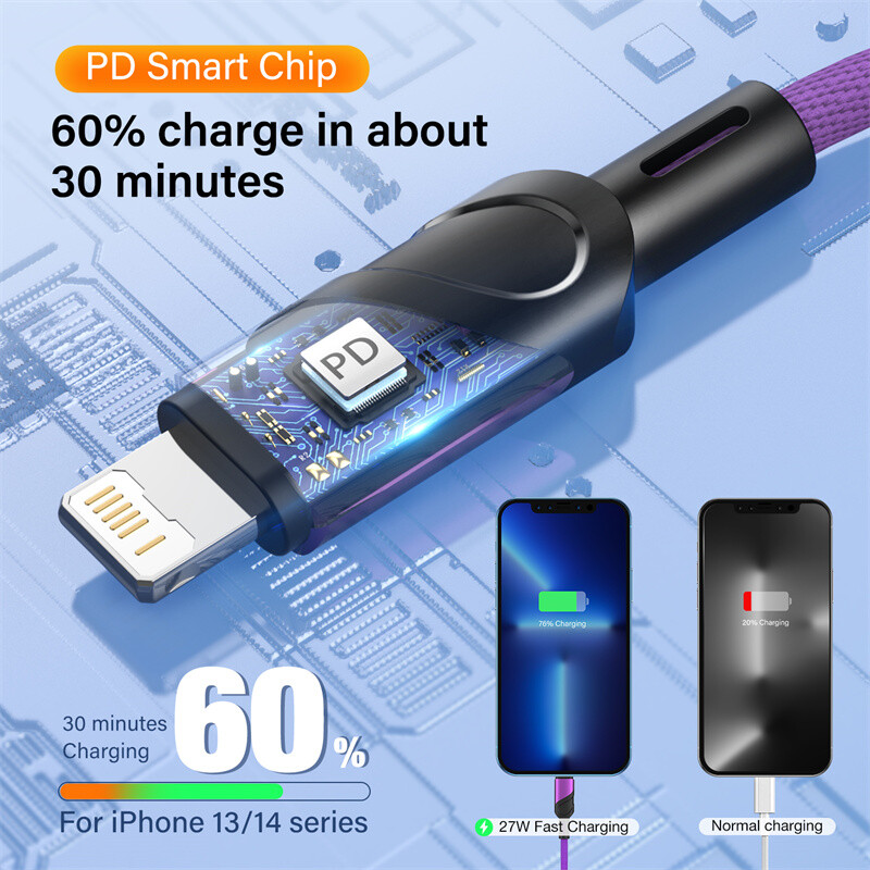 USB C kabel za iPhone 14 13 12 11 Pro Max Xs Xr X 8 Plus iPad MacBook PD 27W punjač za brzo punjenje tipa C za iPhone Žičani kabel 3M