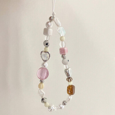 Zvaigžņu pērļu pērlīšu tālruņa ķēde piekarināma ar vadu Tālruņa piekariņi Tālruņa siksniņa Vasaras rokām darināta mobilā štrope rotaslietas dāvana