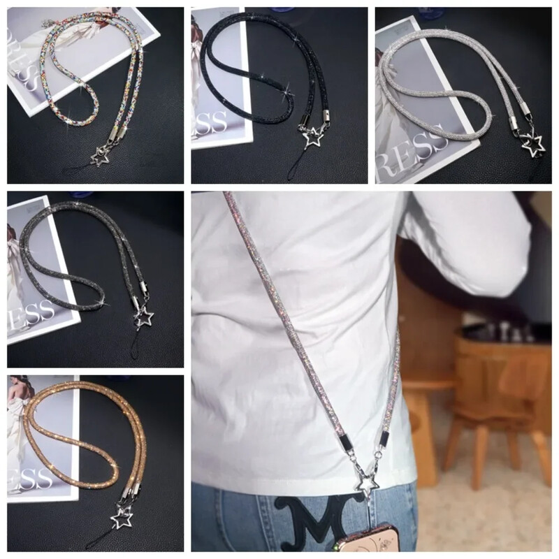 Kratki/dugi stilski svjetlucavi remen za telefon s vještačkim dijamantima Luksuzni zvjezdani lanac za mobitel Anti Loss Bling Bling remen za mobilni telefon