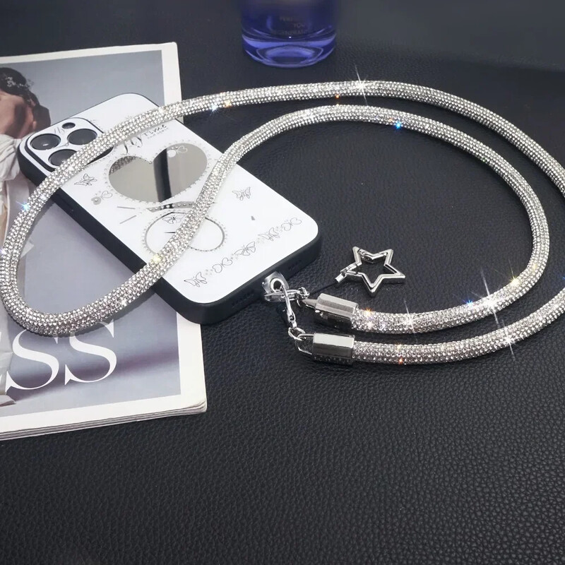 Kratki/dugi stilski svjetlucavi remen za telefon s vještačkim dijamantima Luksuzni zvjezdani lanac za mobitel Anti Loss Bling Bling remen za mobilni telefon