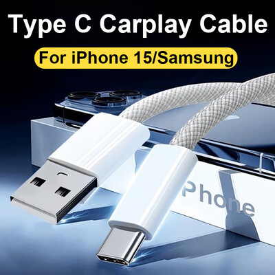 USB-C típusú Carplay kábel IPhone 15 Pro Max Plus Nylon Braid 20W gyorstöltés C típusú adatkábelekhez Töltő vezeték Samsunghoz