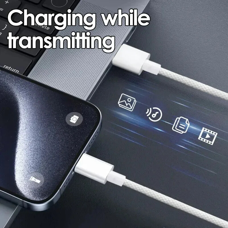 USB към Type C Carplay кабел за IPhone 15 Pro Max Plus Найлонова оплетка 20W Бързо зареждане Type C кабели за данни Кабел за зарядно устройство за Samsung