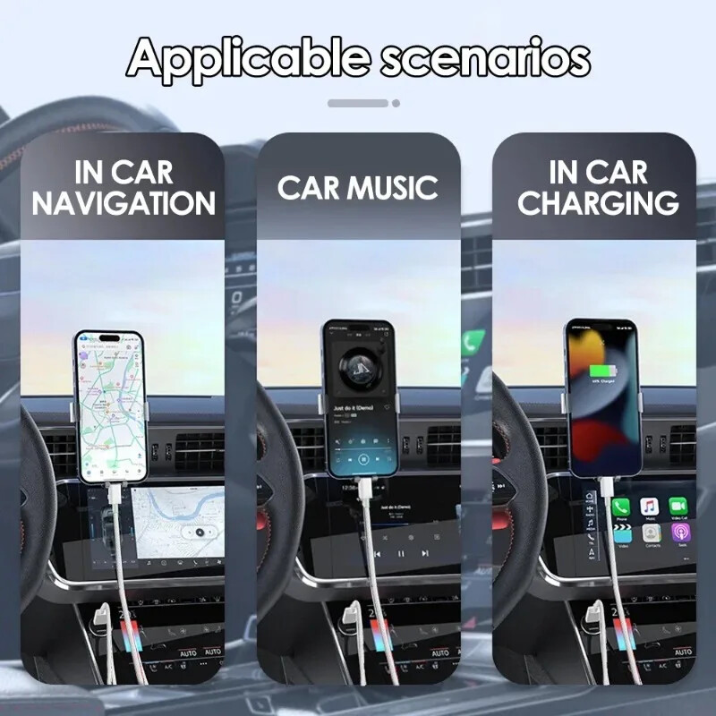 USB към Type C Carplay кабел за IPhone 15 Pro Max Plus Найлонова оплетка 20W Бързо зареждане Type C кабели за данни Кабел за зарядно устройство за Samsung