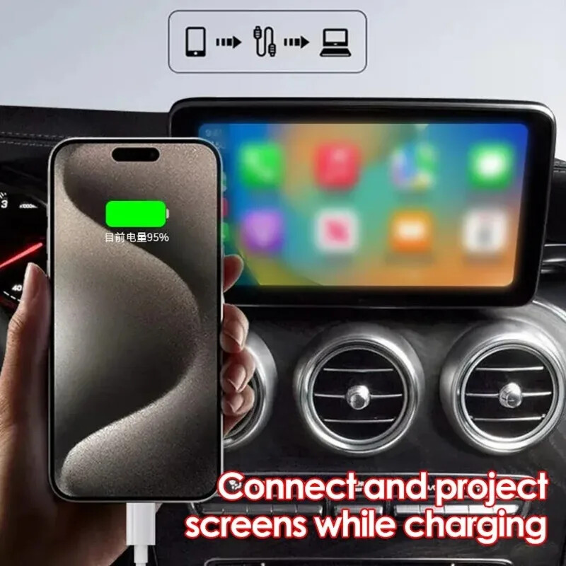 USB към Type C Carplay кабел за IPhone 15 Pro Max Plus Найлонова оплетка 20W Бързо зареждане Type C кабели за данни Кабел за зарядно устройство за Samsung