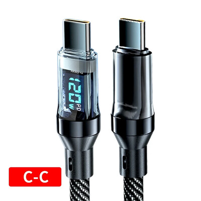 120W двоен USB C кабел за цифров дисплей PD Бързо зареждане USB Type C към Type-C кабел за iPhone 15 Pro Max Plus Xiaomi Macbook iPad