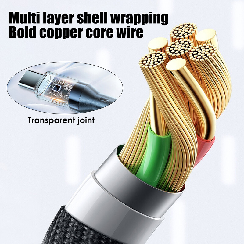 120W двоен USB C кабел за цифров дисплей PD Бързо зареждане USB Type C към Type-C кабел за iPhone 15 Pro Max Plus Xiaomi Macbook iPad