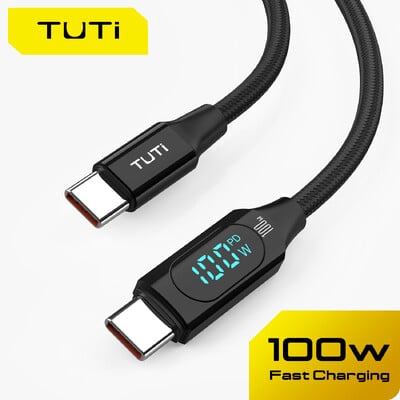 TUTI Type C към Type C кабел 100W PD бързо зареждане зарядно устройство Кабел за дисплей USB C към USB C за Macbook iPad Samsung POCO F3 Realme