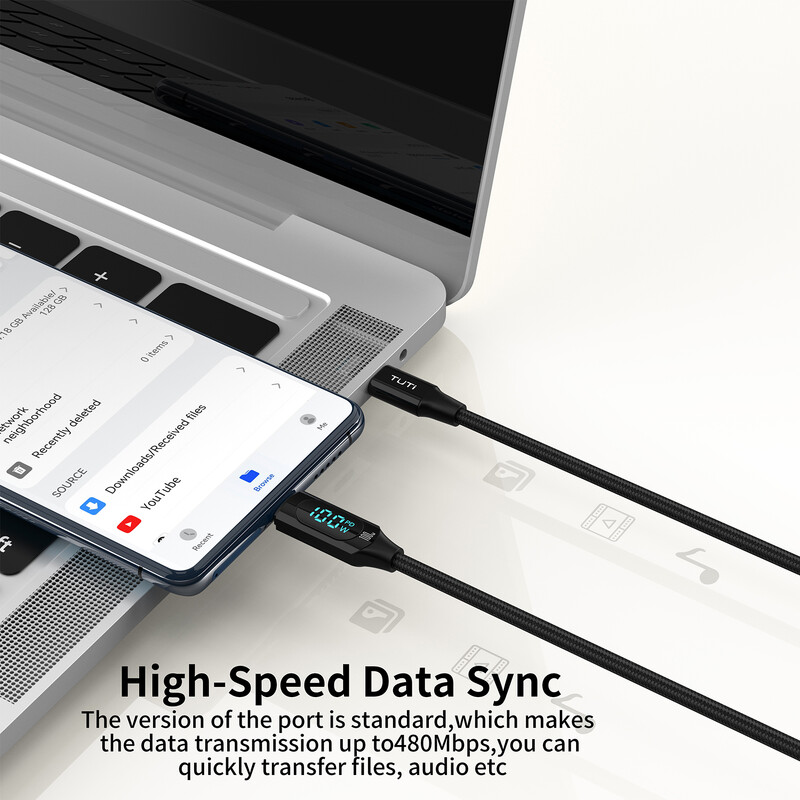 TUTI tip C na tip C kabel 100 W PD punjač za brzo punjenje Kabel zaslona USB C na USB C za Macbook iPad Samsung POCO F3 Realme