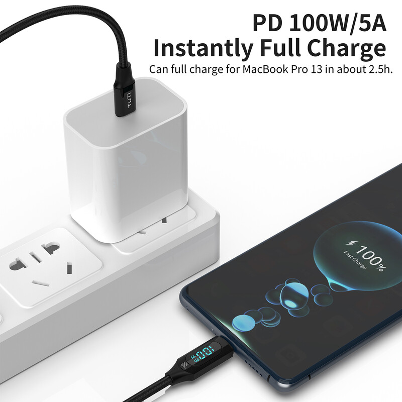 TUTI tip C na tip C kabel 100 W PD punjač za brzo punjenje Kabel zaslona USB C na USB C za Macbook iPad Samsung POCO F3 Realme