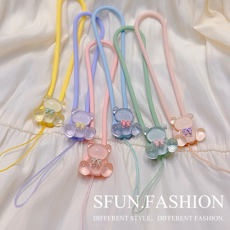 Crystal Bear Темперамент Цвете Силиконов ремък за мобилен телефон Каишка за китка Калъф за слушалки Въже Ключодържател Момичета Студенти
