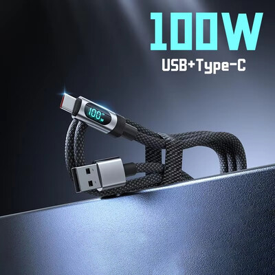 1M 2M TYPE C szupergyors töltőkábel Iphone 16 Xiaomi Huawei Samsung USB C töltőkábel 5A LED digitális kijelző adatkábel