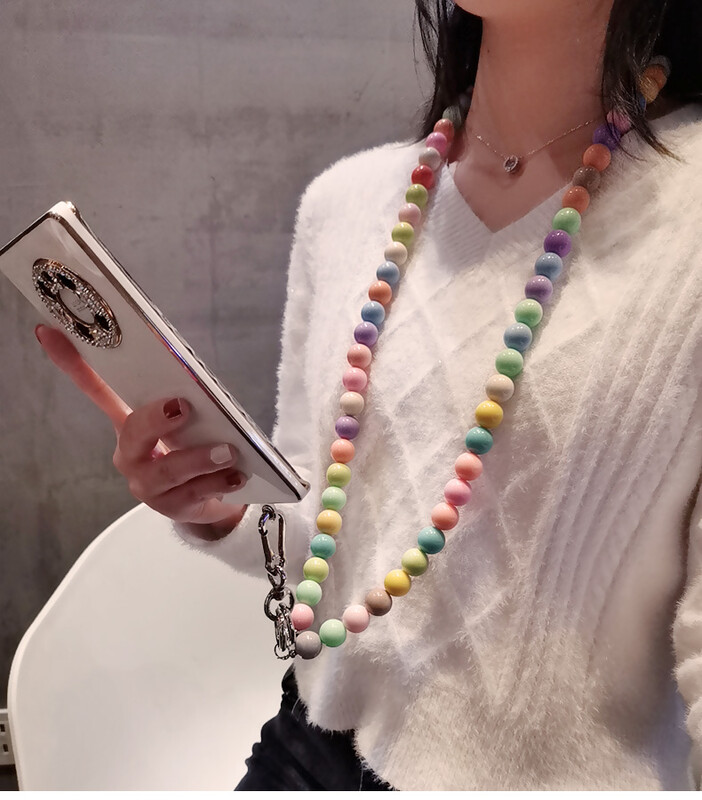 Modni biserni remen za telefon Šareni privjesak za nošenje oko tijela Dugi lanac za spremnik Kabel za mobilni telefon Ogrlica Uže od perli