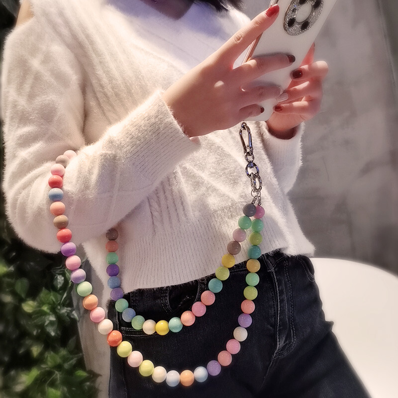 Modni biserni remen za telefon Šareni privjesak za nošenje oko tijela Dugi lanac za spremnik Kabel za mobilni telefon Ogrlica Uže od perli