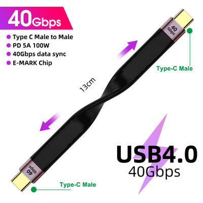 USB 4.0 Gen3 andmekaabel PD 100W 5A kiirlaadimine USB C-tüüpi C kaabel Thunderbolt 3 4K@60Hz kaabel USB Tipo C 40Gbps andmekaabel