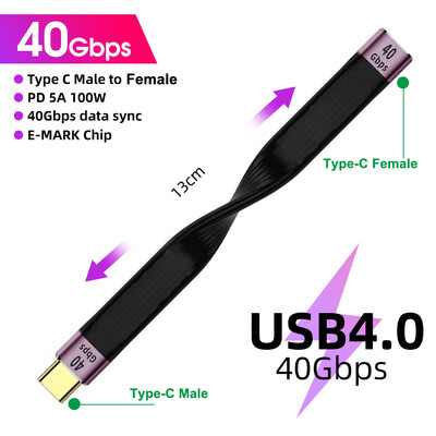 USB 4.0 Gen3 andmekaabel PD 100W 5A kiirlaadimine USB C-tüüpi C kaabel Thunderbolt 3 4K@60Hz kaabel USB Tipo C 40Gbps andmekaabel