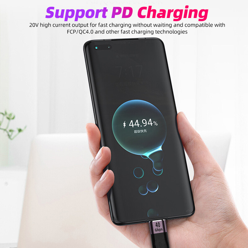 USB 4.0 Gen3 andmekaabel PD 100W 5A kiirlaadimine USB C-tüüpi C kaabel Thunderbolt 3 4K@60Hz kaabel USB Tipo C 40Gbps andmekaabel