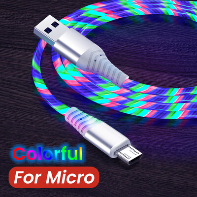 MVQF 5A Kabel za brzo punjenje Svjetleći LED kabel Micro USB TypeC podatkovni kabel Protočno svjetlo Streamer LED USB C kabel za Huawei Xiaomi