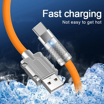 120W 6A Super Fast Charge USB C Καλώδιο υγρής σιλικόνης για iPhone 14 15 Huawei Samsung Xiaomi Quick Charger Type-C Καλώδιο δεδομένων