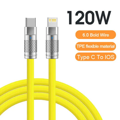 120W 6A Super brzo punjenje USB C tekući silikonski kabel za iPhone 14 15 Huawei Samsung Xiaomi Quick Charger Type-C podatkovna žica