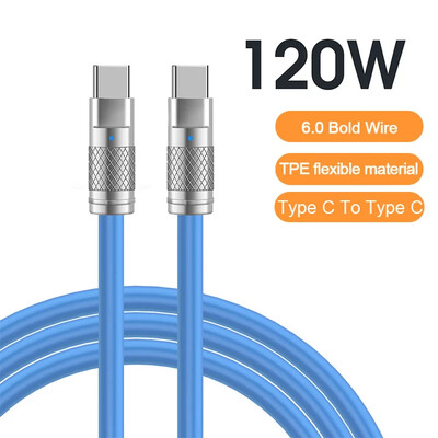120W 6A Super brzo punjenje USB C tekući silikonski kabel za iPhone 14 15 Huawei Samsung Xiaomi Quick Charger Type-C podatkovna žica
