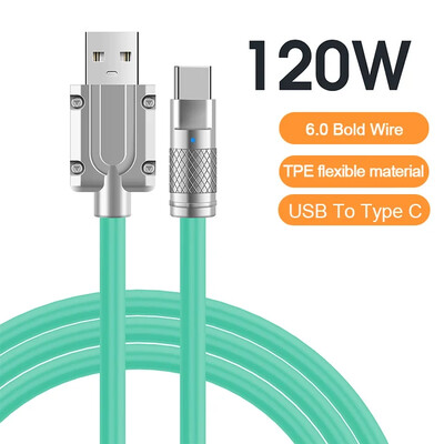 120W 6A Super brzo punjenje USB C tekući silikonski kabel za iPhone 14 15 Huawei Samsung Xiaomi Quick Charger Type-C podatkovna žica