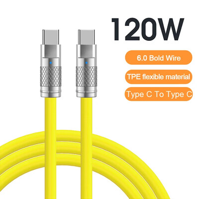 120W 6A Super brzo punjenje USB C tekući silikonski kabel za iPhone 14 15 Huawei Samsung Xiaomi Quick Charger Type-C podatkovna žica