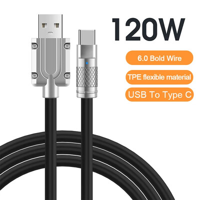 120W 6A Super brzo punjenje USB C tekući silikonski kabel za iPhone 14 15 Huawei Samsung Xiaomi Quick Charger Type-C podatkovna žica