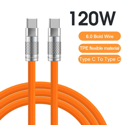 120W 6A Super brzo punjenje USB C tekući silikonski kabel za iPhone 14 15 Huawei Samsung Xiaomi Quick Charger Type-C podatkovna žica
