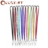 Rhinestone'i kristallist kaelapaela rinnamärk ID-kaardi hoidja, pikk kaelarihm, sädelev klamber Mobiiltelefoni kaelarihmad, mitmevärvilised naistele