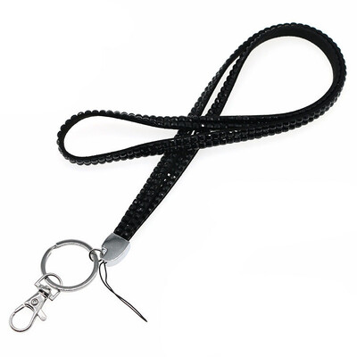 Rhinestone'i kristallist kaelapaela rinnamärk ID-kaardi hoidja, pikk kaelarihm, sädelev klamber Mobiiltelefoni kaelarihmad, mitmevärvilised naistele