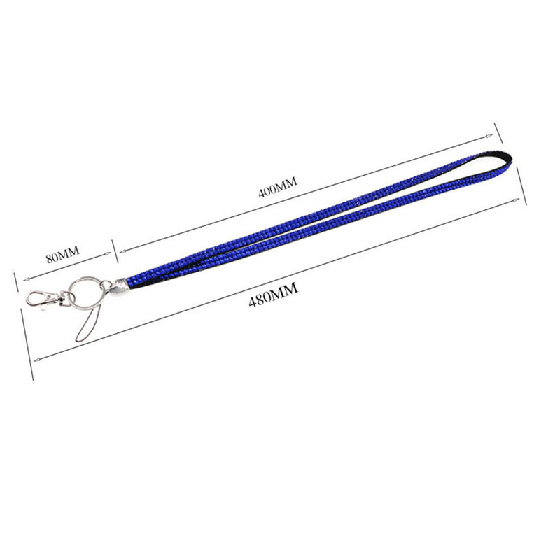 Rhinestone'i kristallist kaelapaela rinnamärk ID-kaardi hoidja, pikk kaelarihm, sädelev klamber Mobiiltelefoni kaelarihmad, mitmevärvilised naistele