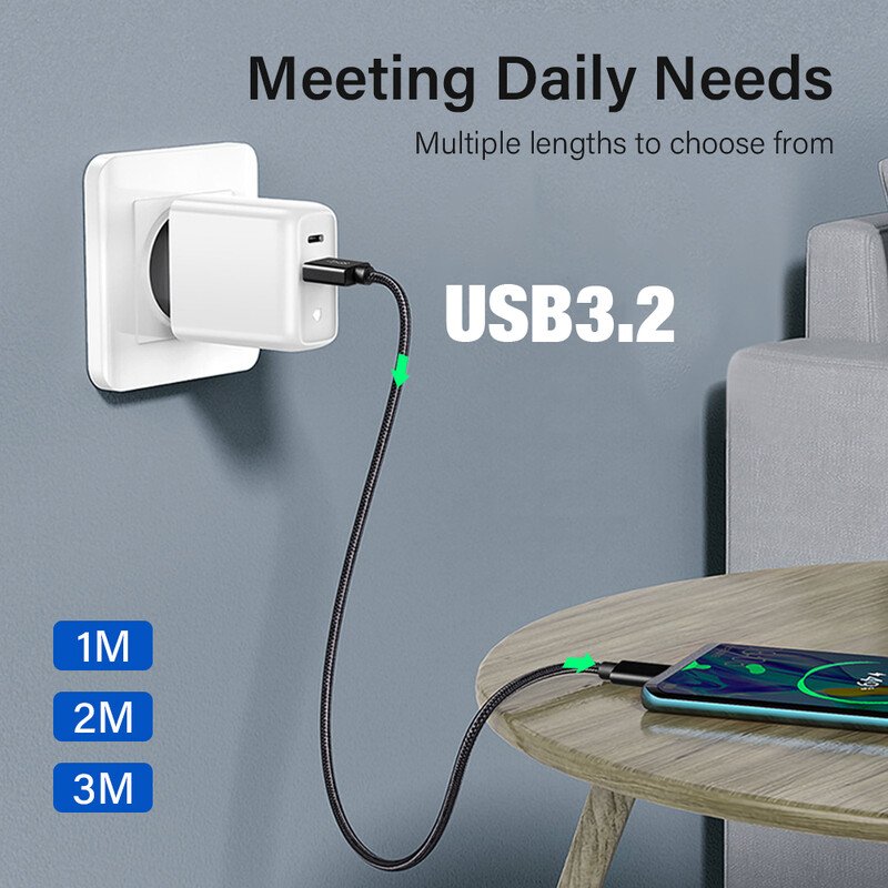 USB C кабел за iPhone 15 Pro max USB A към Type C Кабел за бързо зареждане за Xiaomi Samsung MacBook iPad 3A Кабел за данни на мобилен телефон