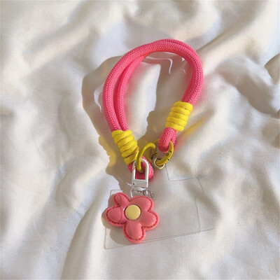 Slatki kožni cvjetni remen za telefonsku vrpcu za vrpcu za vješanje lančanog prstena Kabel s zakrpom Remen za ručni zglob Držač telefona Odvojivo uže
