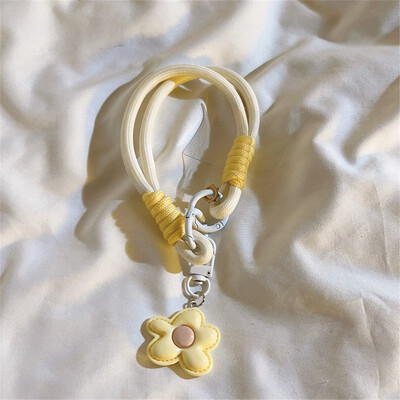 Slatki kožni cvjetni remen za telefonsku vrpcu za vrpcu za vješanje lančanog prstena Kabel s zakrpom Remen za ručni zglob Držač telefona Odvojivo uže